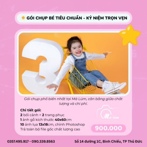 Gói Chụp Ảnh Bé Tiêu Chuẩn - Kỷ Niệm Trọn Vẹn