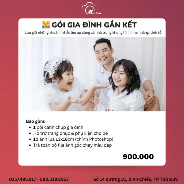 GÓI CHỤP ẢNH GIA ĐÌNH – GIA ĐÌNH GẮN KẾT