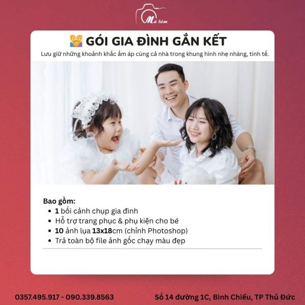 Gói Chụp Ảnh Gia Đình - Gia Đình Gắn Kết
